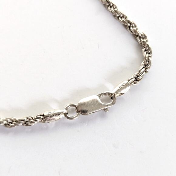Vintage Classic Italy 925 Sterling Silver Unisex Rope Chain Necklace 18" - Picture 4 of 5